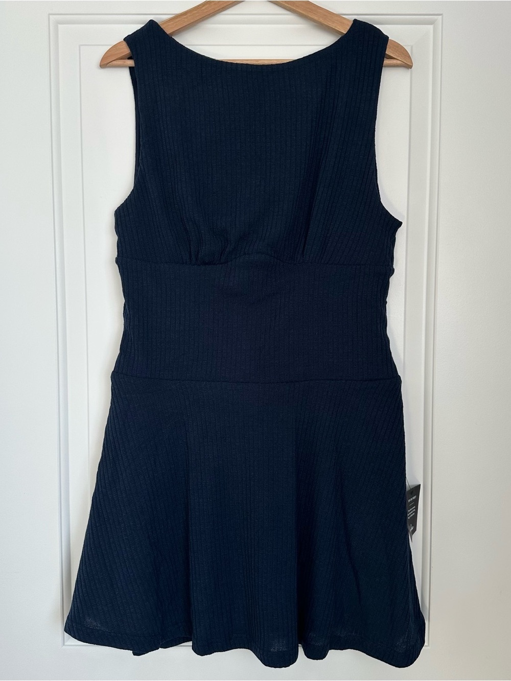 Modern Moves Navy Blue Ribbed Knit Sleeveless Mini Dress